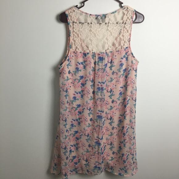 Love Reign Floral Lace Back Mini Dress Pink Large - Picture 8 of 13